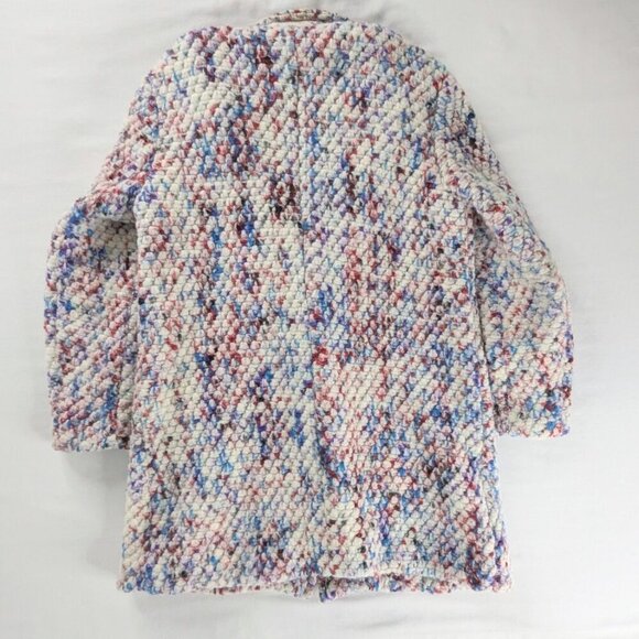 Steve Madden White Multicolor Wool High Pile Collared Coat - Picture 2 of 9